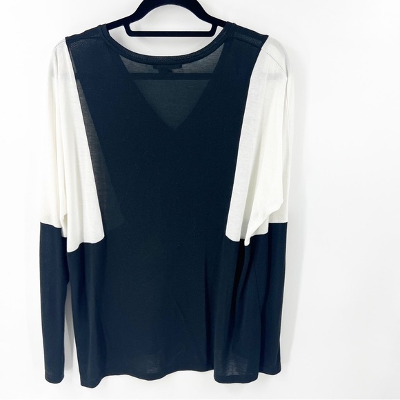 ✅ Vince Colorblock Long Sleeve Tee BLACK WHITE SIZE MEDIUM - Picture 6 of 6